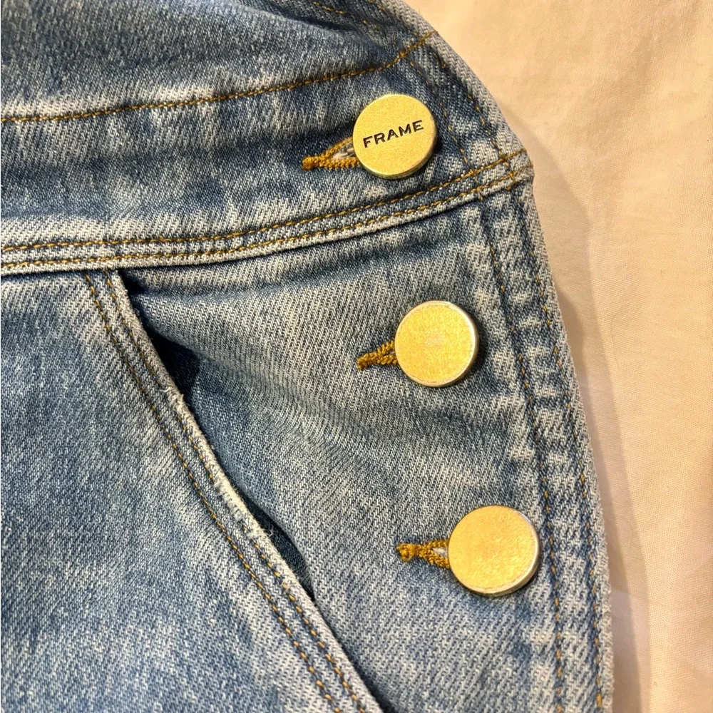 Frame Le Garçon Crop Boyfriend Distressed Denim Overalls - Picture 8 of 9